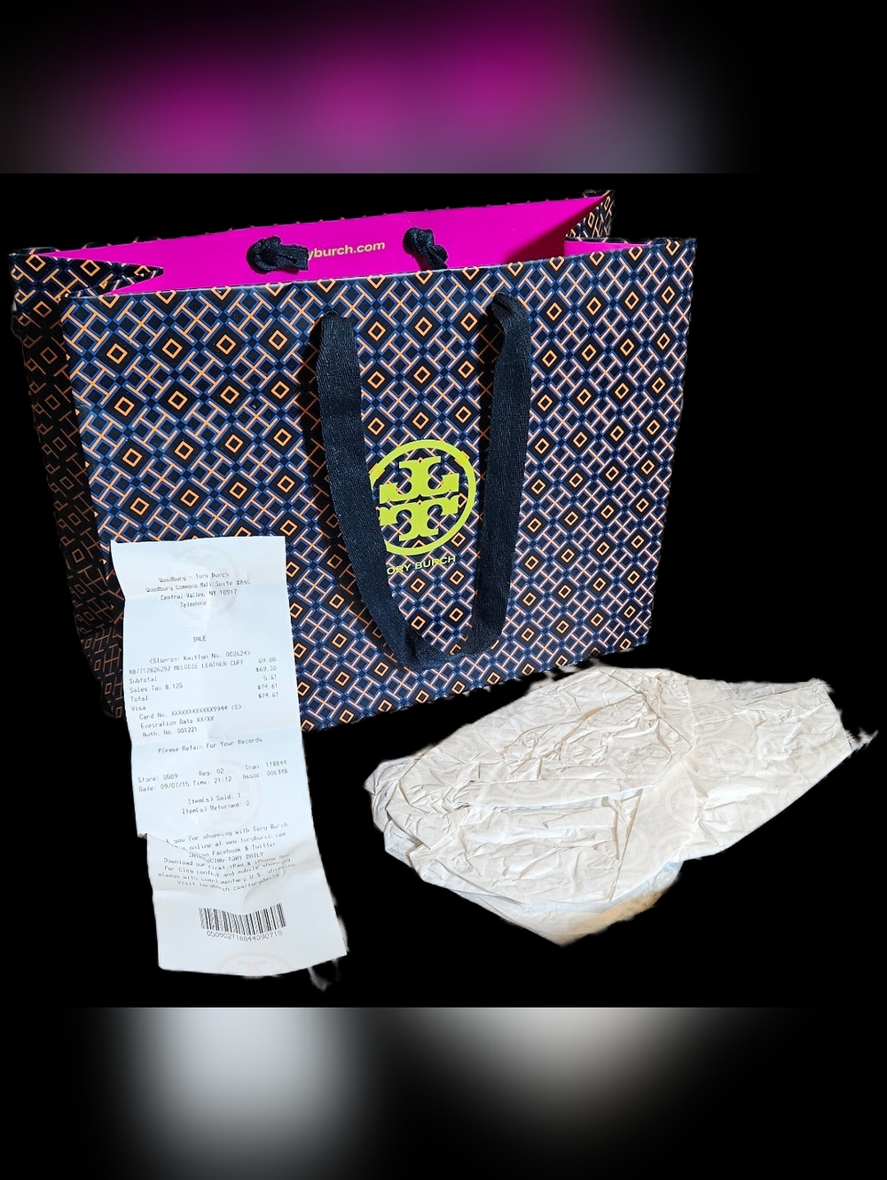 Tory Burch Shopping Gift Bag Tissue Paper Original Receipt Boutique Set RARE